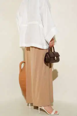 Düğmeli Salaş Pantolon Latte - Pantolon