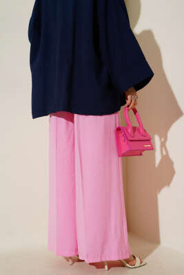 Düğmeli Salaş Pantolon Pembe - 500-700 TL Ürünler