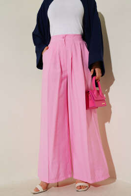 Düğmeli Salaş Pantolon Pembe - Pantolon