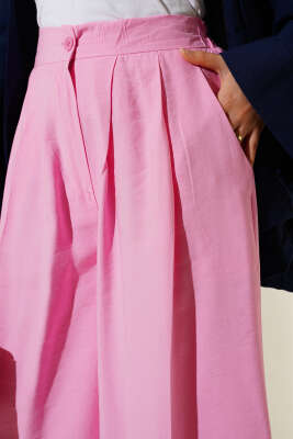 Düğmeli Salaş Pantolon Pembe - Pantolon