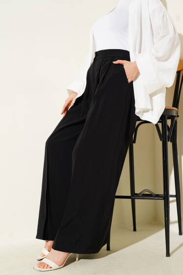 Düğmeli Salaş Pantolon Siyah - Pantolon