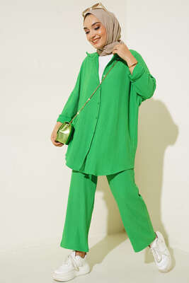 Düğmeli Salaş Tunik Pantolon İkili Takım Benetton 