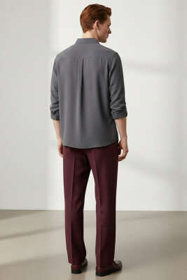 Düğmeli Tensel Erkek Gömlek Antrasit - Erkek Gömlek