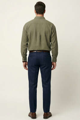 Düğmeli Tensel Erkek Gömlek Haki - Erkek Gömlek