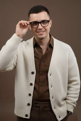 Düğmeli Triko Örme Erkek Hırka Krem - EKSİ BİR