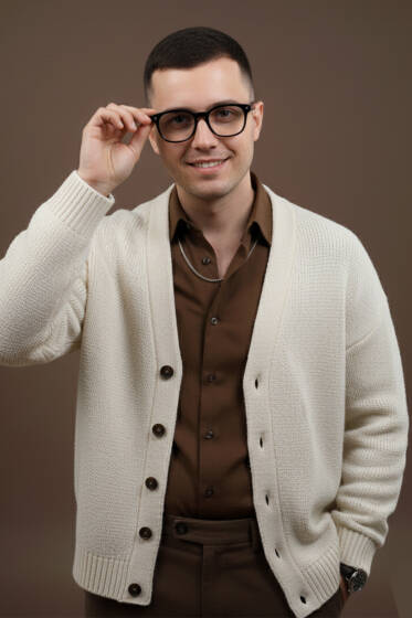 Düğmeli Triko Örme Erkek Hırka Krem - Erkek Hırka