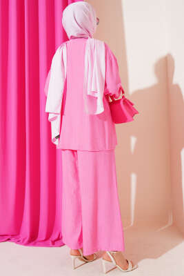 Düğmeli Yandan Bağlamalı İkili Takım Pembe - 700-1000 TL Ürünler