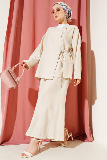 Düğmeli Yandan Bağlamalı İkili Takım Taş - İkili Takım