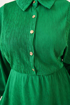 Düğmeli Yarasa Kol İkili Takım Yeşil - Thumbnail