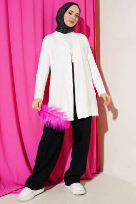 Düğmesiz Salaş Hırka Beyaz - Hırka