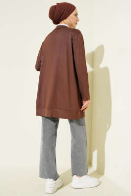 Düğmesiz Salaş Hırka Kahve - Hırka