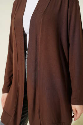 Düğmesiz Salaş Hırka Kahve - Hırka