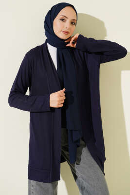 Düğmesiz Salaş Hırka Lacivert - HELLIE