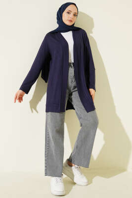 Düğmesiz Salaş Hırka Lacivert - Hırka