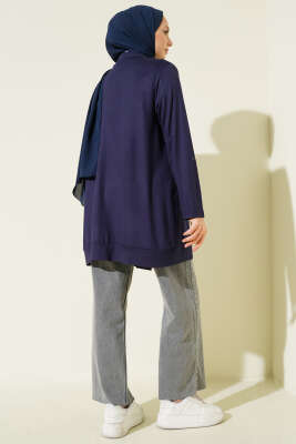 Düğmesiz Salaş Hırka Lacivert - Hırka