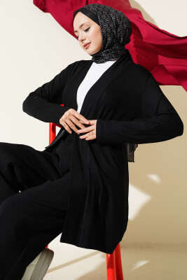 Düğmesiz Salaş Hırka Siyah - HELLIE