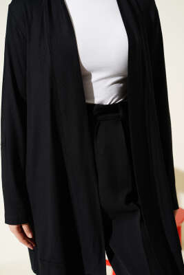 Düğmesiz Salaş Hırka Siyah - Hırka