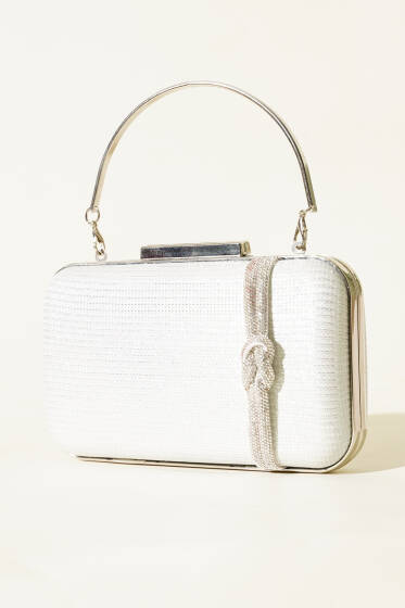 Düğüm Detaylı Abiye Çanta Beyaz - Kol Çantası