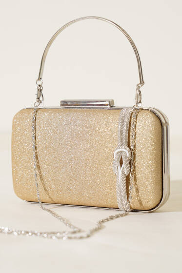 Düğüm Detaylı Abiye Çanta Gold - Kol Çantası