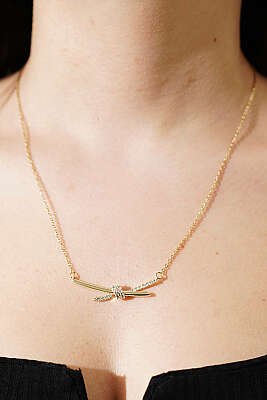 Düğüm Işıltılı Zincir Kolye Gold - DEMİR BİJUTERİ