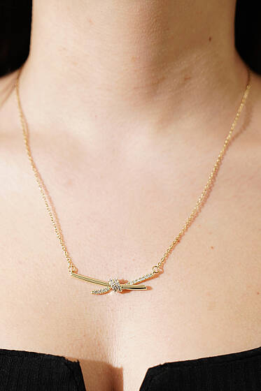 Düğüm Işıltılı Zincir Kolye Gold - Kolye