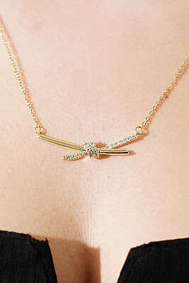 Düğüm Işıltılı Zincir Kolye Gold - Kolye