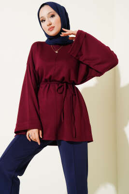 Düşük Duble Kol Tunik Bordo - Tunik