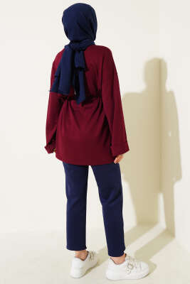 Düşük Duble Kol Tunik Bordo - Tunik