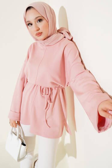 Düşük Duble Kol Tunik Pudra - Tunik