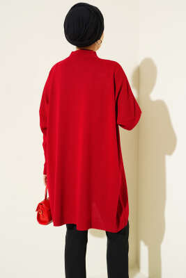 Düşük Kol Detaylı Triko Tunik Kırmızı - Tunik