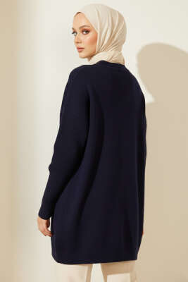 Düşük Kol Detaylı Triko Tunik Lacivert - Yılın Fırsatı