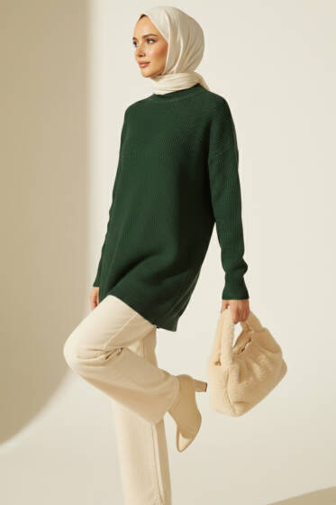 Düşük Kol Detaylı Triko Tunik Nefti - Tunik