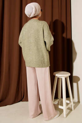 Düşük Kol Yumoş Basic Triko Tunik Çağla Yeşili - Tunik