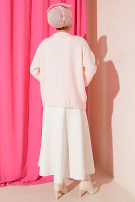 Düşük Kol Yumoş Basic Triko Tunik Pembe - Tunik