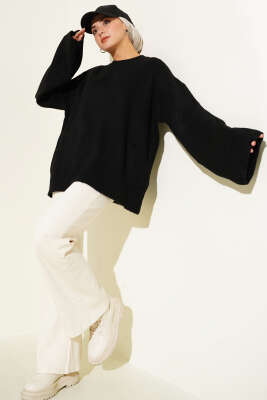 Düşük Kol Yumoş Basic Triko Tunik Siyah - Tunik