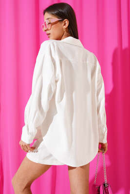 Düşük Omuz Basic Gömlek Beyaz - Kadın Giyim Modelleri