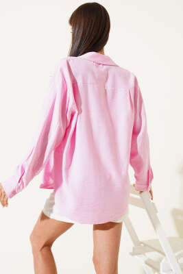 Düşük Omuz Basic Gömlek Pembe - Kadın Giyim Modelleri