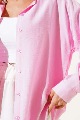 Düşük Omuz Basic Gömlek Pembe - Kadın Giyim Modelleri