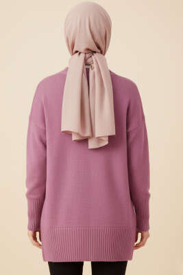 Düşük Omuz Detaylı Triko Tunik Magenta - Tunik
