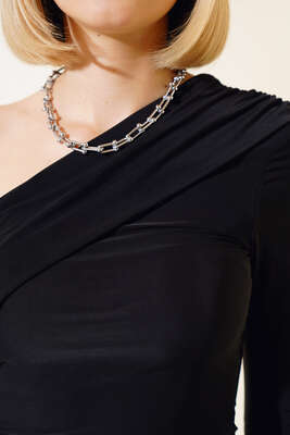 Düşük Omuzlu Bluz Siyah - Kadın Giyim Modelleri