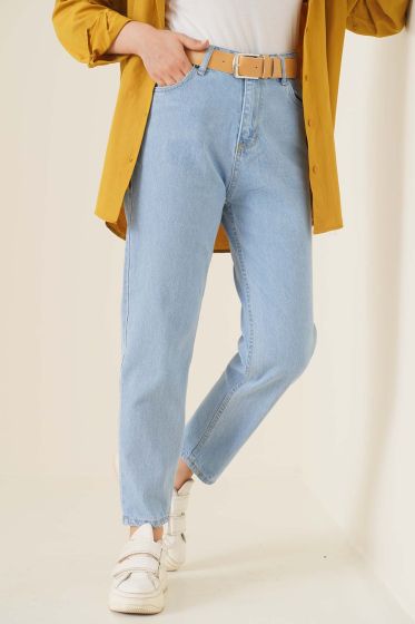 Düz Boyfriend Açık Kot Pantolon - Pantolon