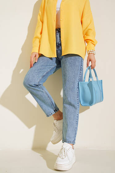 Düz Boyfriend Bondi Orta Kar Pantolon - Pantolon