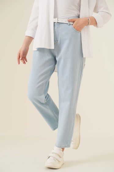 Düz Boyfriend Buz Mavisi Pantolon - ÇOK SATANLAR