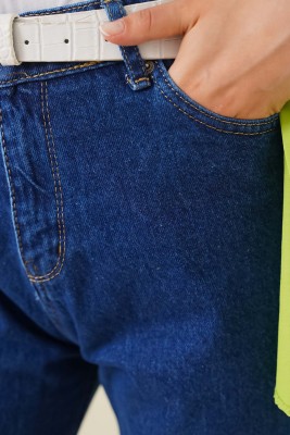 Düz Boyfriend Koyu Kot Pantolon - Pantolon