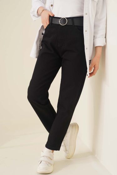 Düz Boyfriend Siyah Pantolon - Pantolon