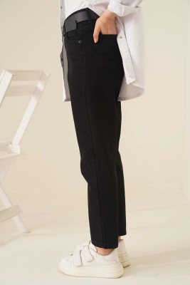 Düz Boyfriend Siyah Pantolon - Pantolon