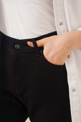 Düz Boyfriend Siyah Pantolon - Pantolon