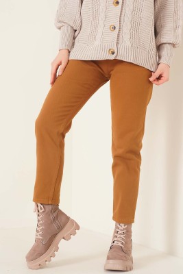 Düz Boyfriend Taba Pantolon 