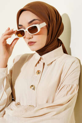 Düz Flamu Cotton Eşarp Açık Kahve - SİNEM EŞARP