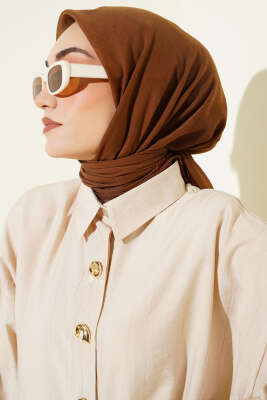 Düz Flamu Cotton Eşarp Açık Kahve - Başörtüsü